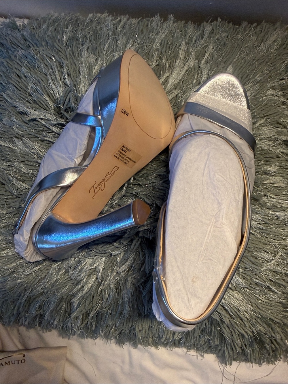 Metallic Silver Peep-Toe Heels - Women